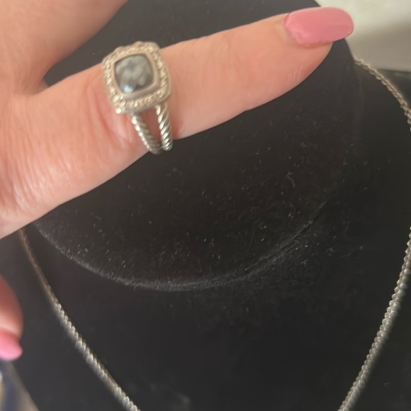 David Yurman Petite Albion Black 7mm Hematite Diamond Sterling Silver - Picture 3 of 9